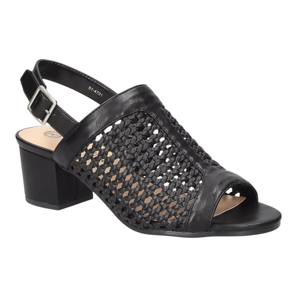 Bella Vita Women's Adley Woven Slingback Block Heel Sandals Black Size 9 W